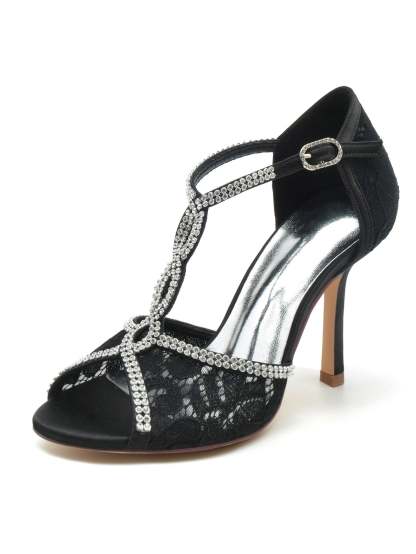 Bridal Lace High Heel Open Toe Shoes for Women