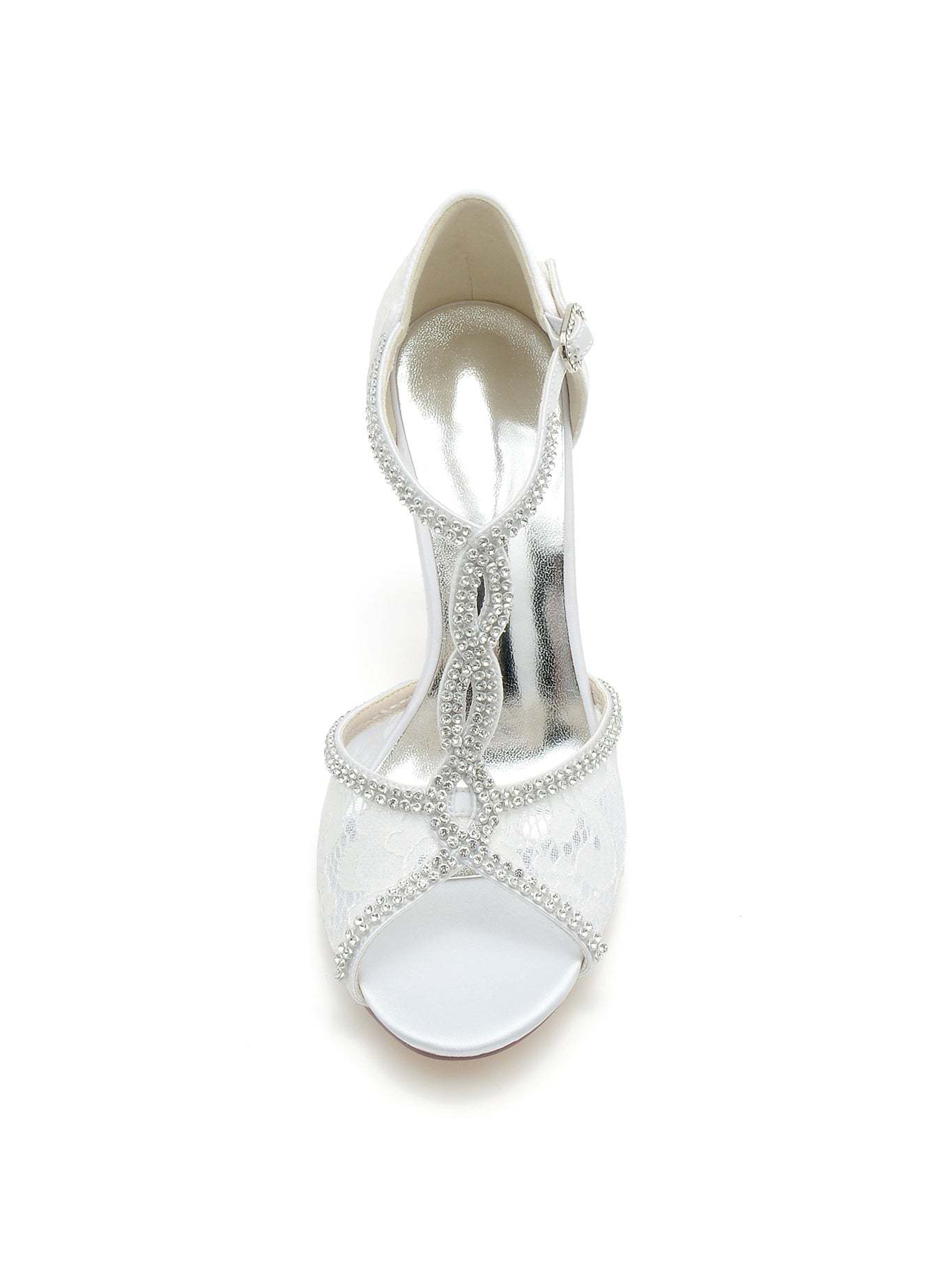 Bridal Stiletto Heels with Rhinestones for Women Open Toe