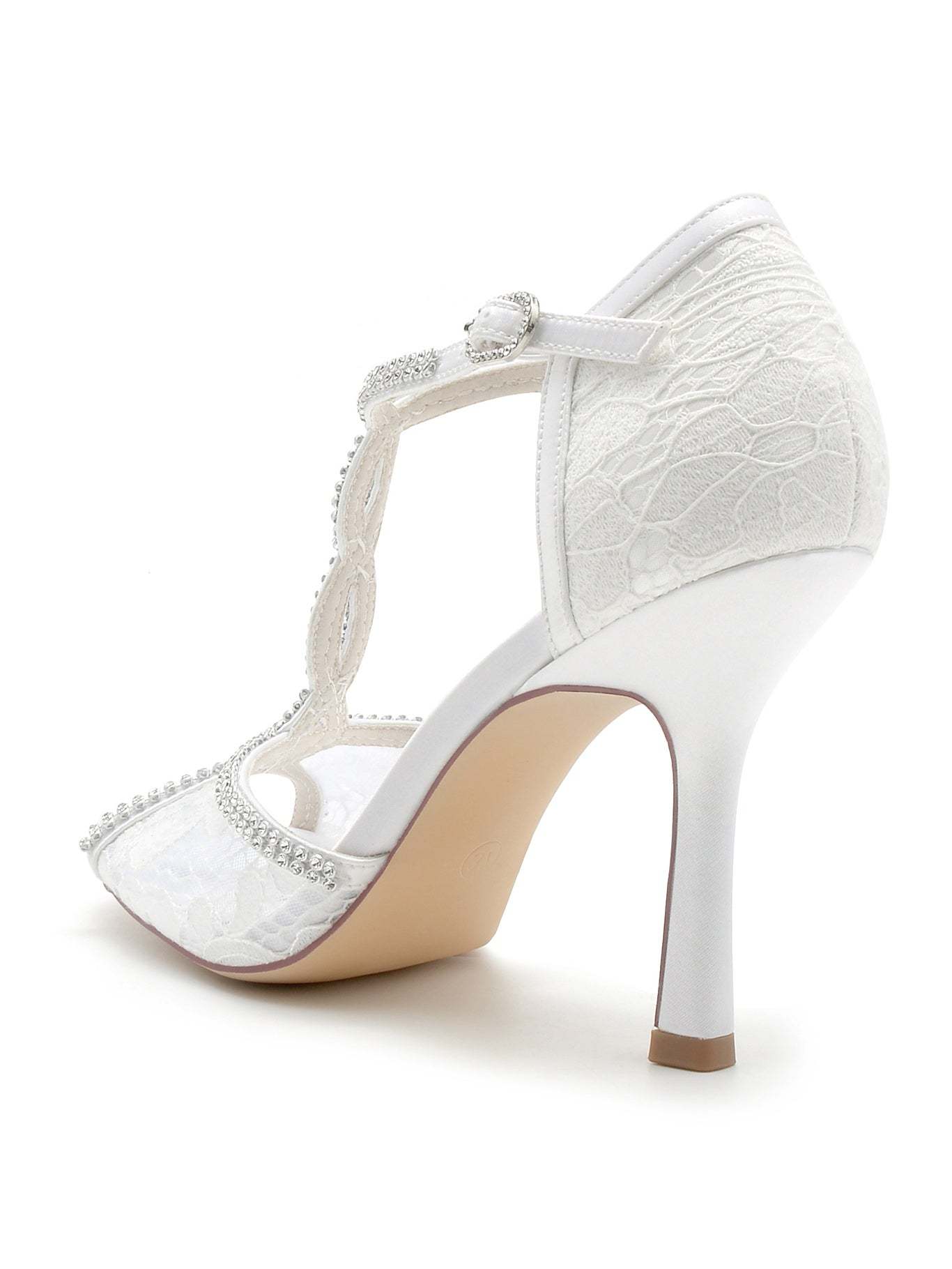 Bridal Stiletto Heels with Rhinestones for Women Open Toe
