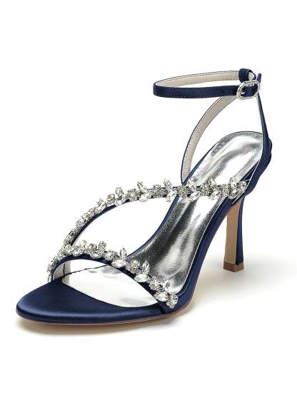 Bridal High Heel Open Toe Shoes with Rhinestones for Women