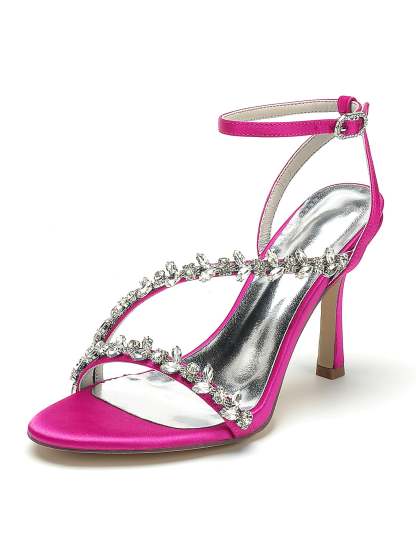 Bridal High Heel Open Toe Shoes with Rhinestones for Women