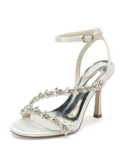 Bridal High Heel Open Toe Shoes with Rhinestones for Women