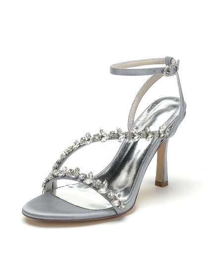 Bridal High Heel Open Toe Shoes with Rhinestones for Women