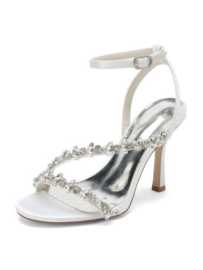Bridal High Heel Open Toe Shoes with Rhinestones for Women