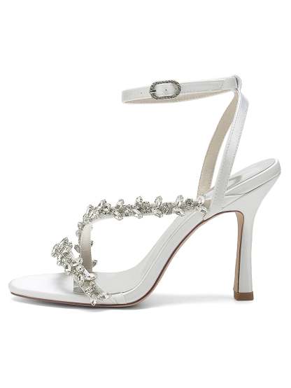 Bridal High Heel Open Toe Shoes with Rhinestones for Women