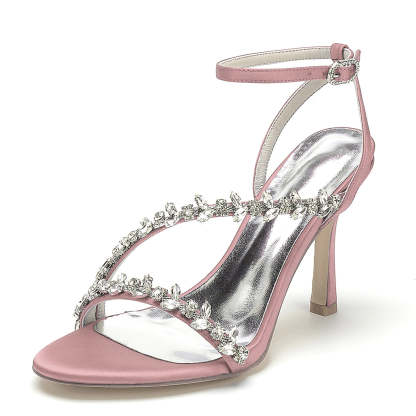 Bridal High Heel Open Toe Shoes with Rhinestones for Women