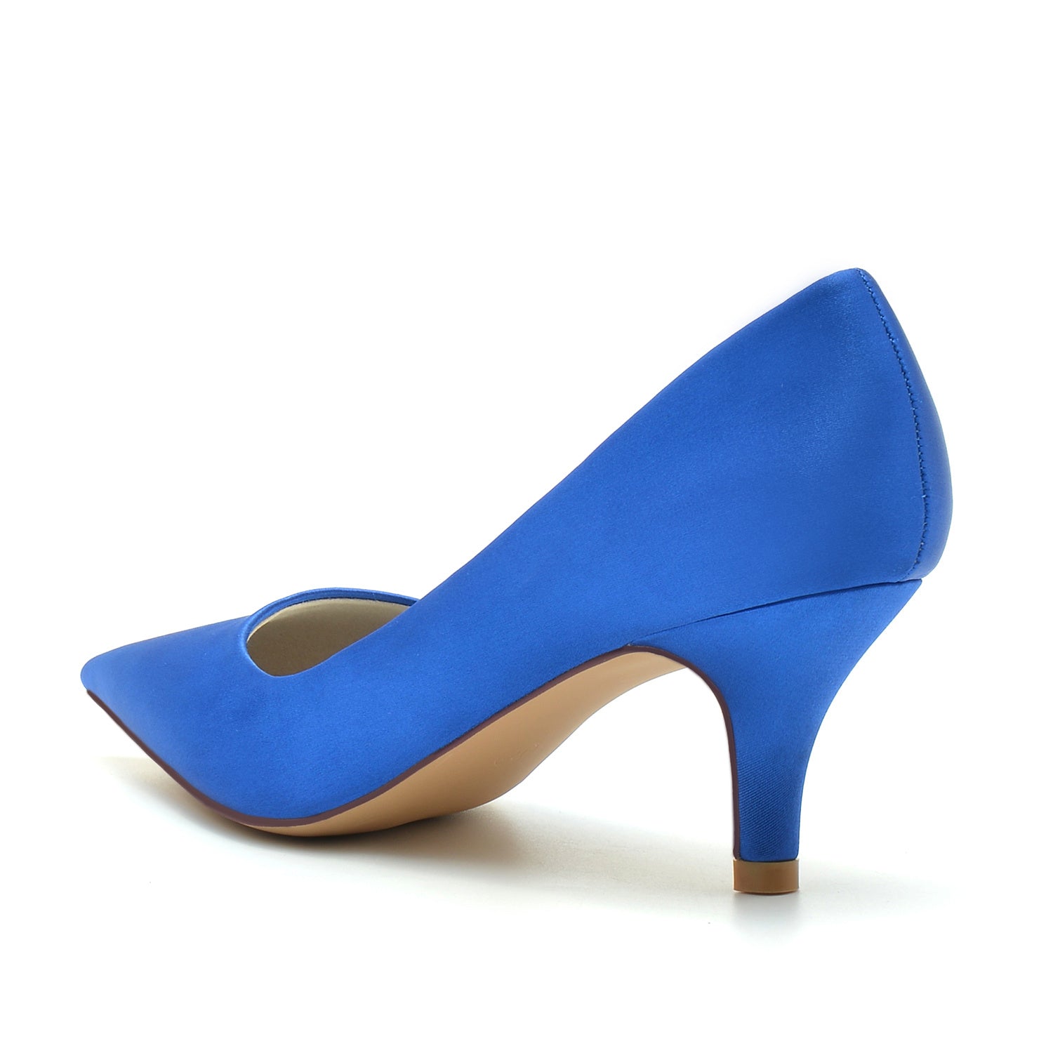 Bridal Silk Mid Heel Wedding Shoes for Women with Pointed Toe