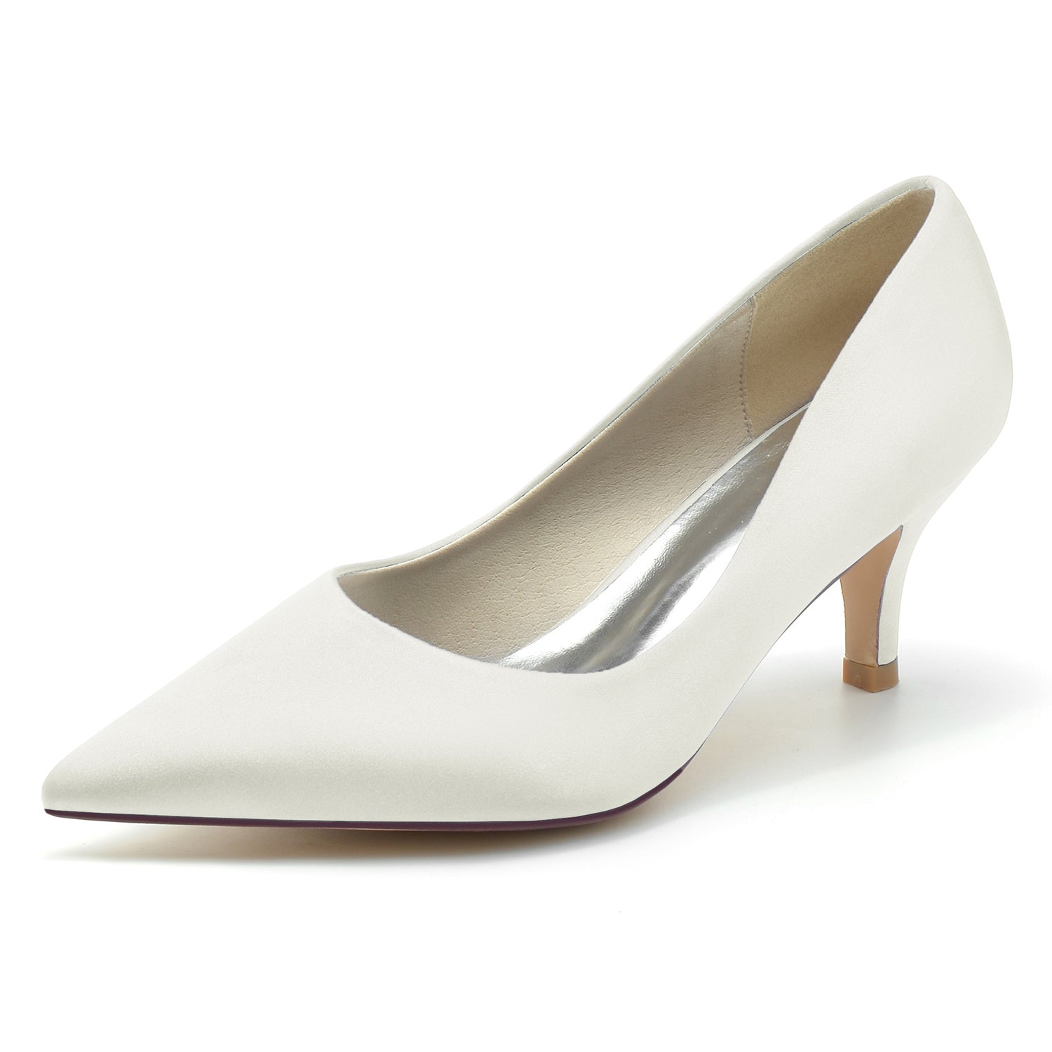 Bridal Silk Mid Heel Wedding Shoes for Women with Pointed Toe