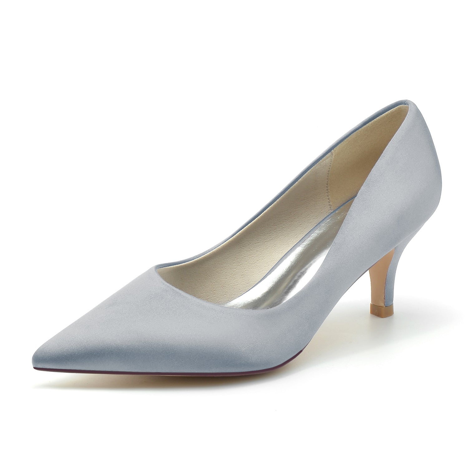 Bridal Silk Mid Heel Wedding Shoes for Women with Pointed Toe