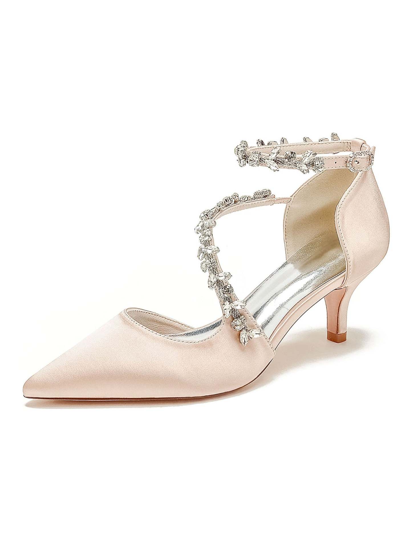 Bridal Shoes for Women with Rhinestones Mid Heel and Pointed Toe