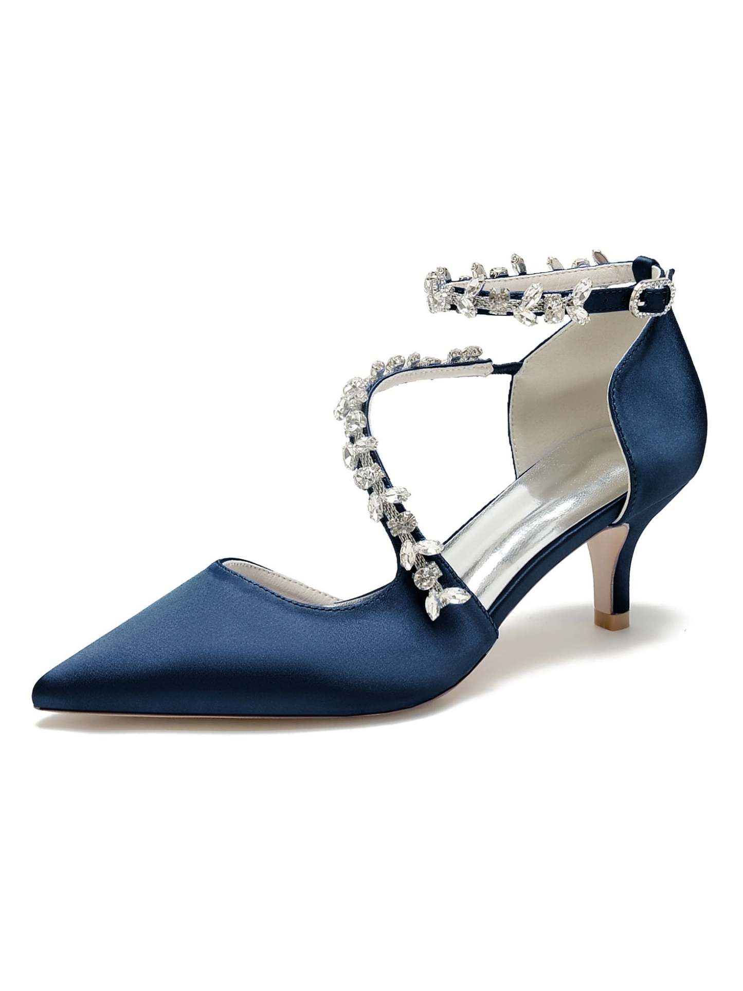 Bridal Shoes for Women with Rhinestones Mid Heel and Pointed Toe