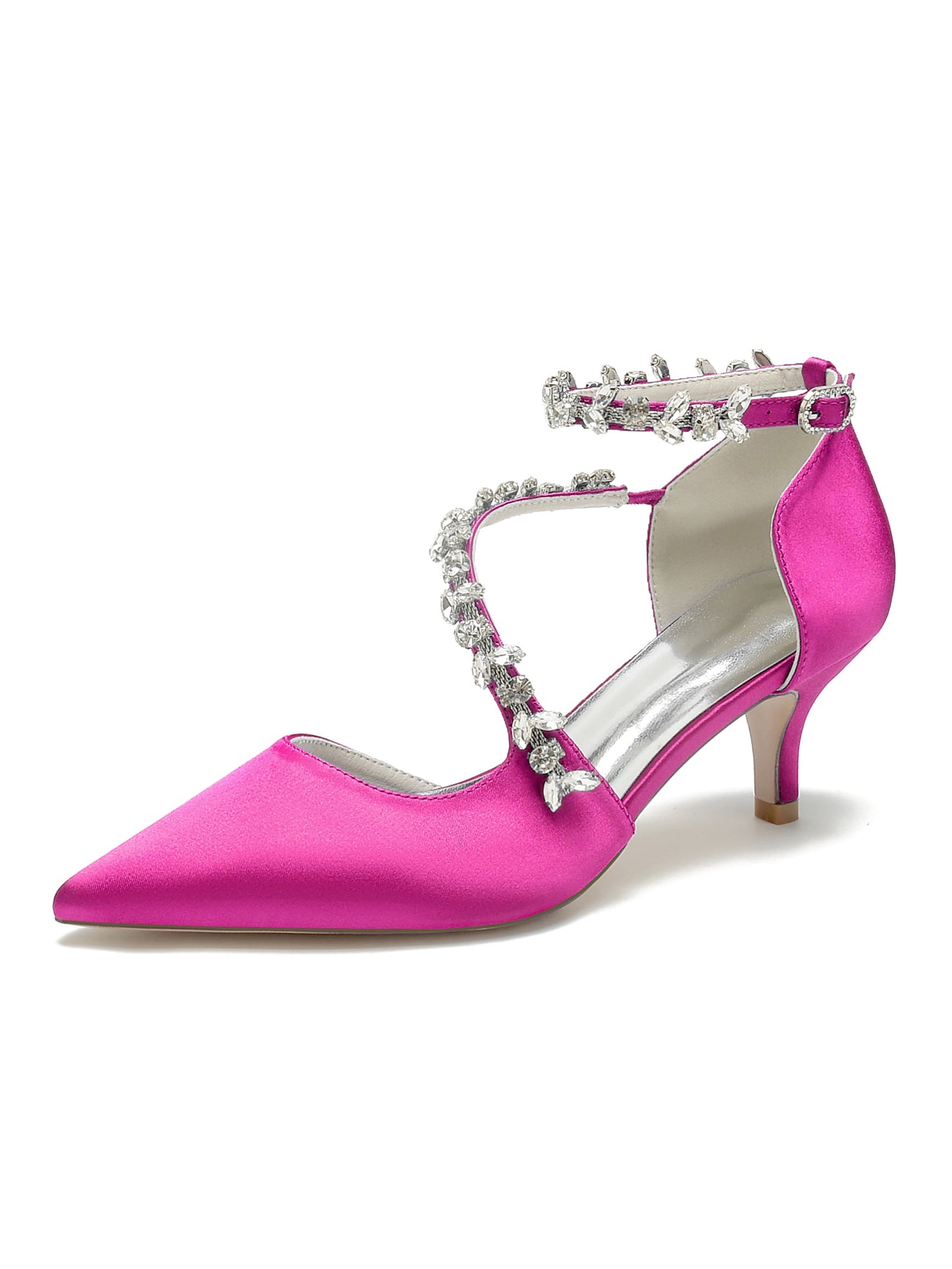 Bridal Shoes for Women with Rhinestones Mid Heel and Pointed Toe