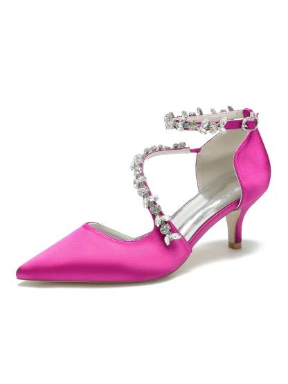 Bridal Shoes for Women with Rhinestones Mid Heel and Pointed Toe
