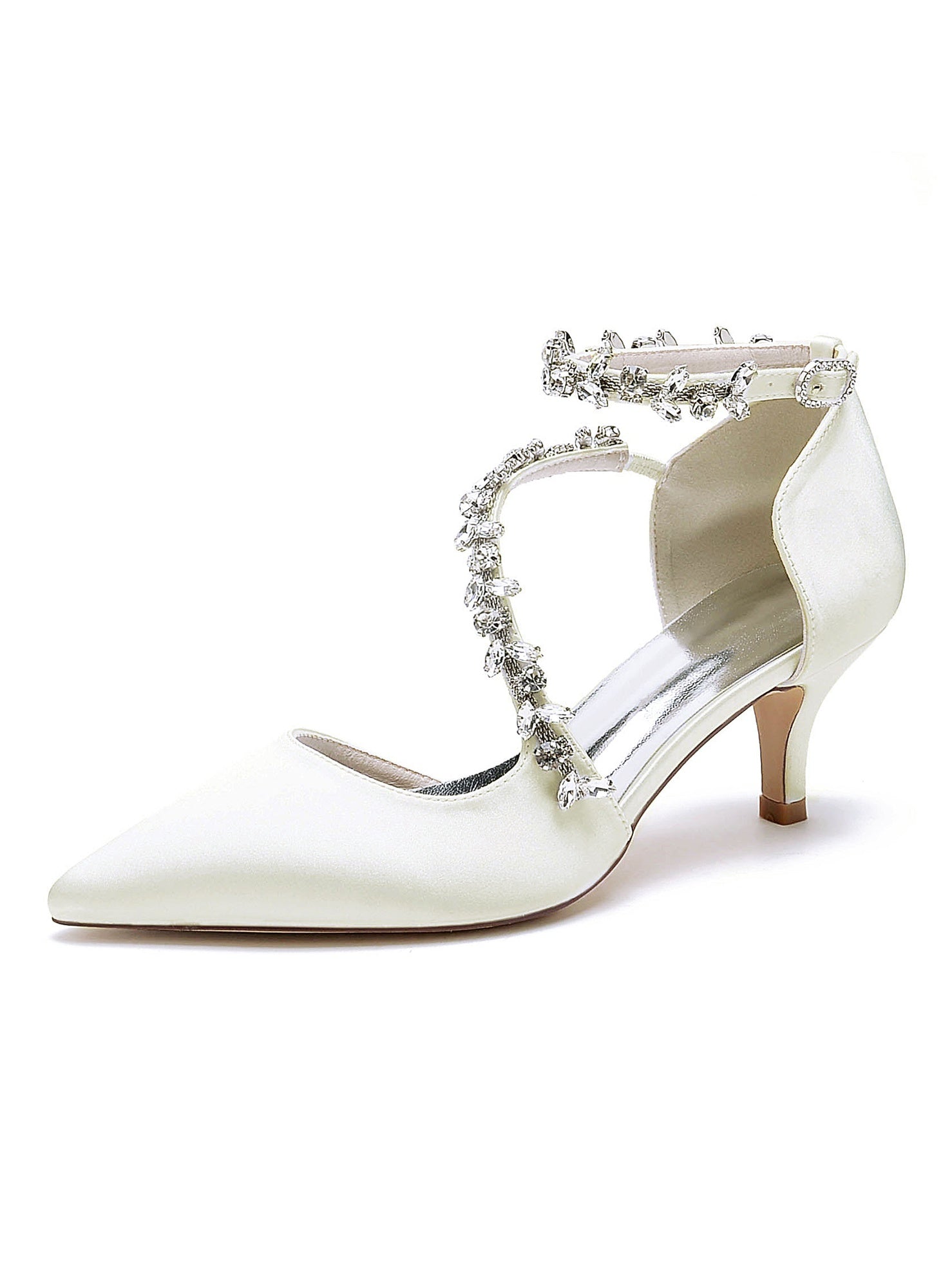 Bridal Shoes for Women with Rhinestones Mid Heel and Pointed Toe