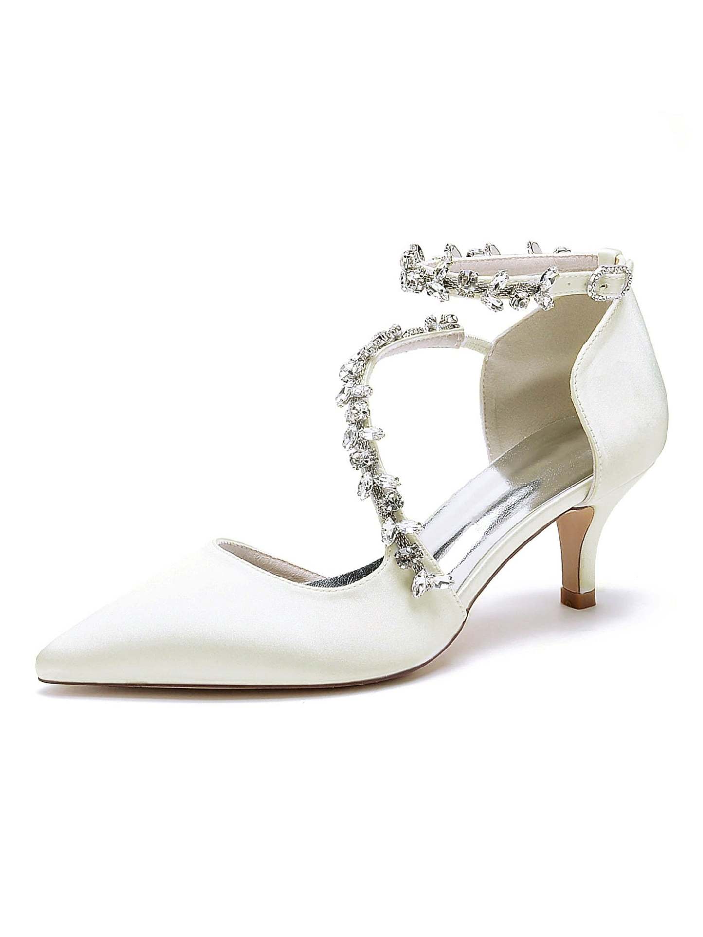 Bridal Shoes for Women with Rhinestones Mid Heel and Pointed Toe