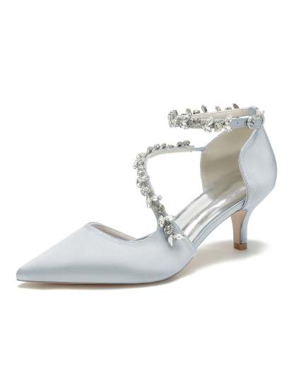 Bridal Shoes for Women with Rhinestones Mid Heel and Pointed Toe