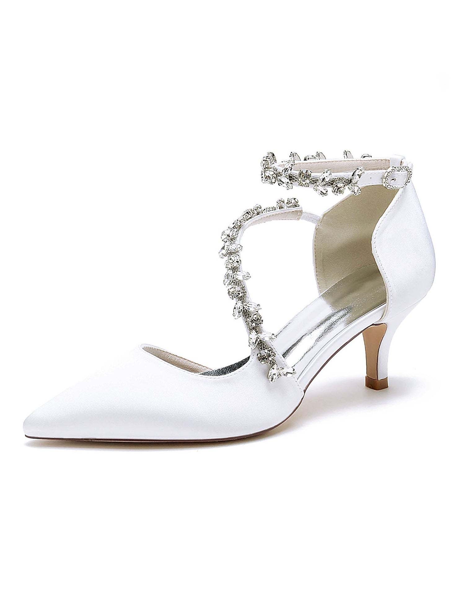 Bridal Shoes for Women with Rhinestones Mid Heel and Pointed Toe