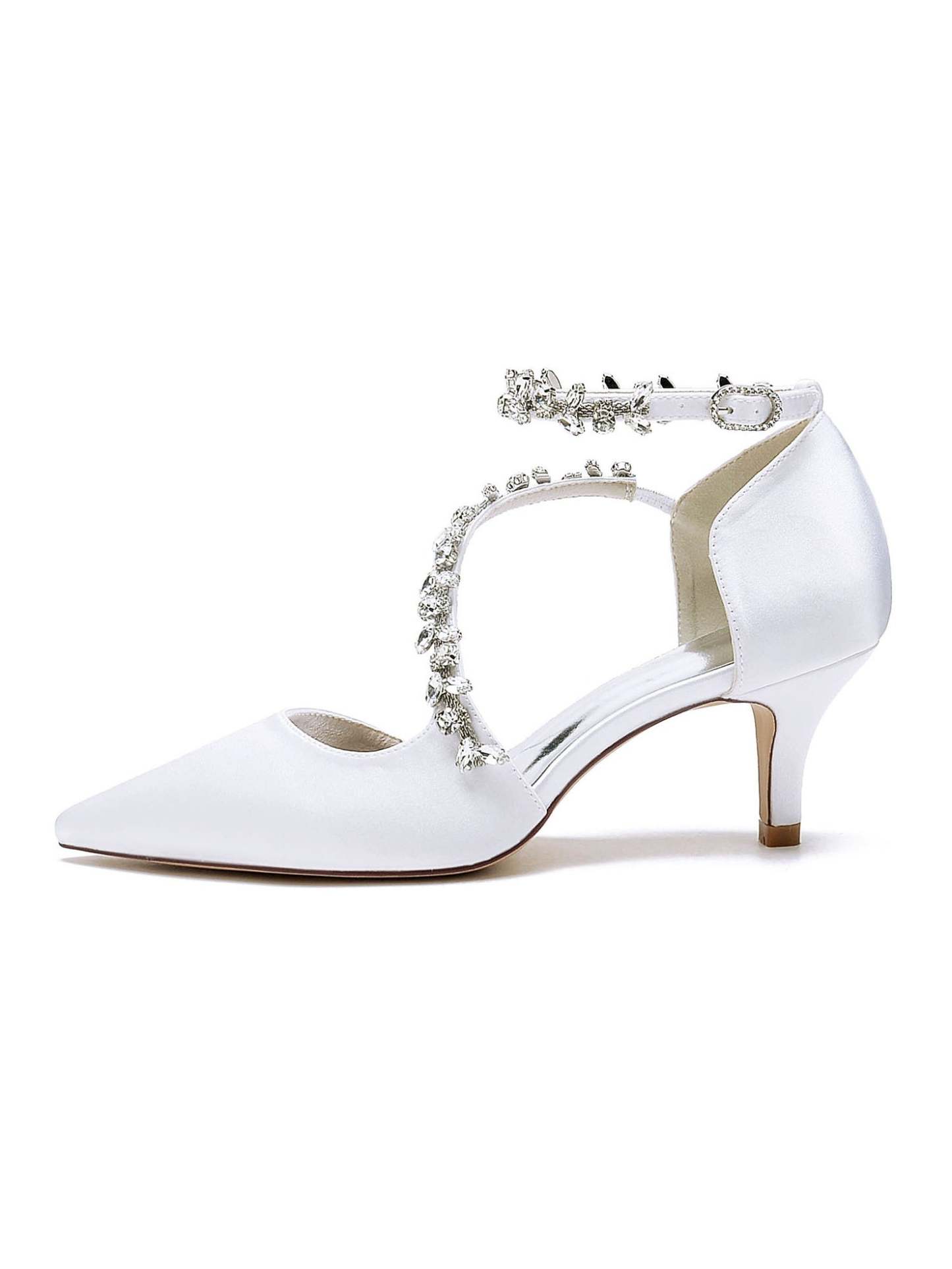 Bridal Shoes for Women with Rhinestones Mid Heel and Pointed Toe
