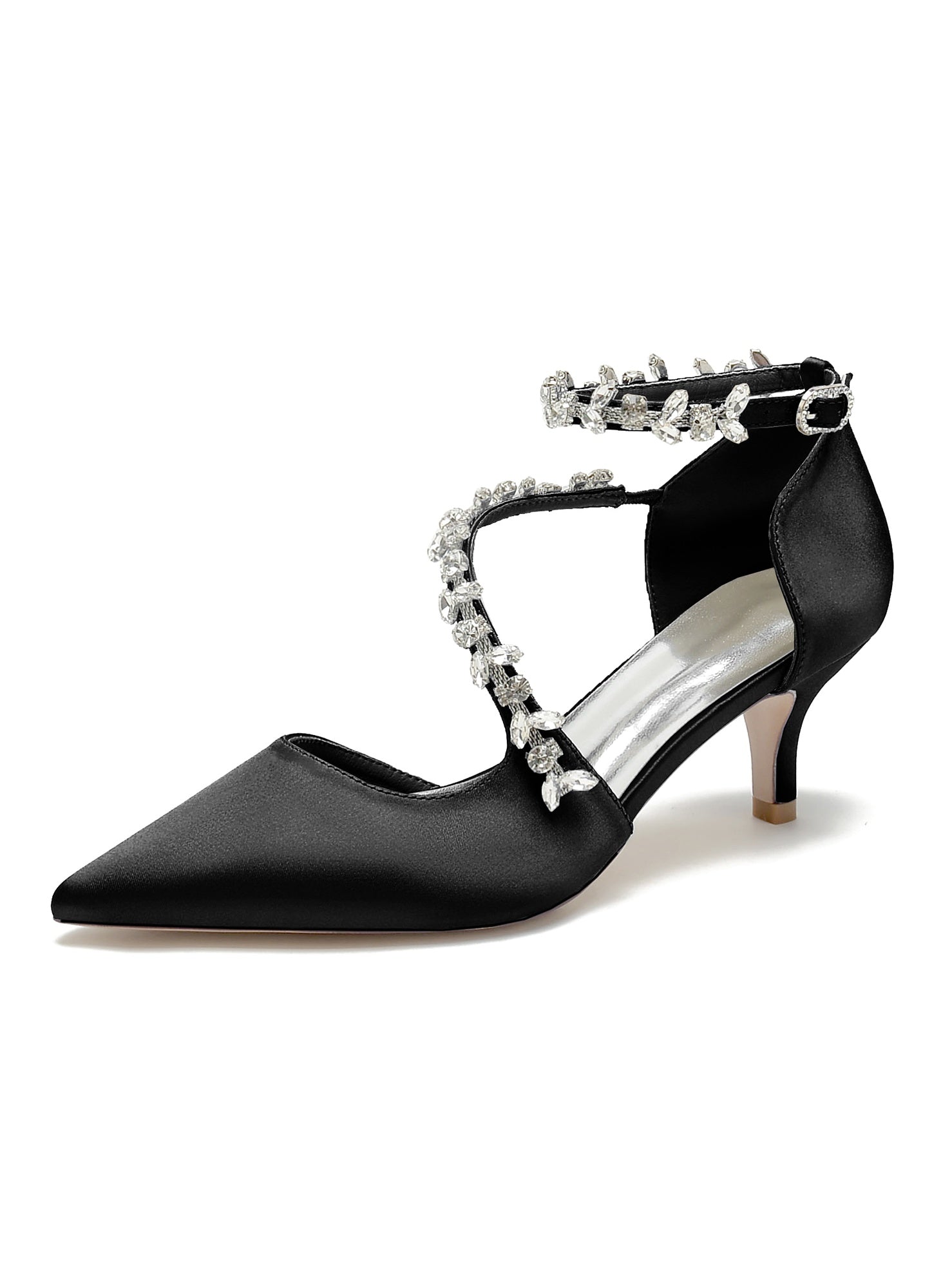Bridal Shoes for Women with Rhinestones Mid Heel and Pointed Toe