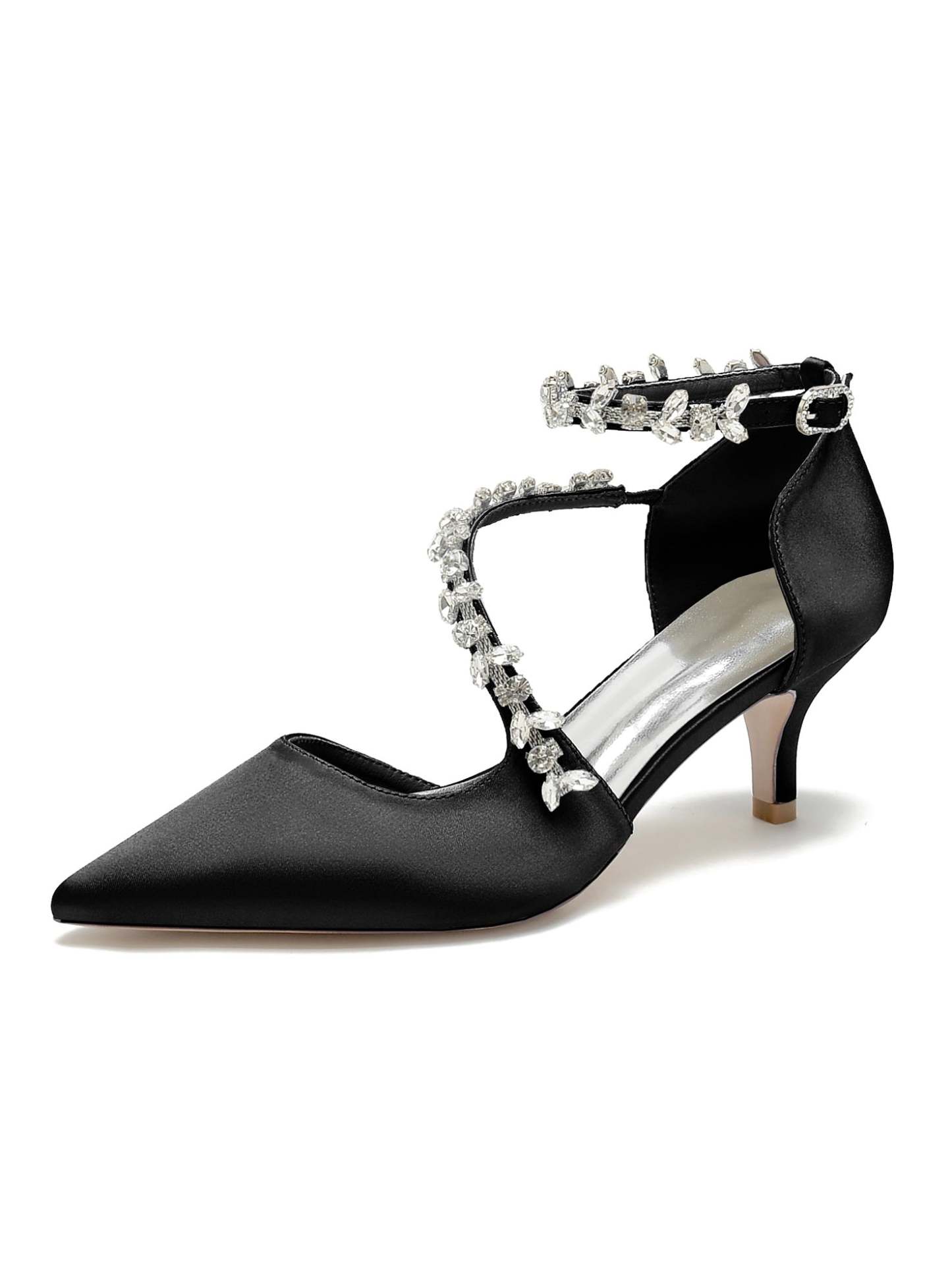 Bridal Shoes for Women with Rhinestones Mid Heel and Pointed Toe