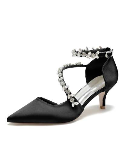 Bridal Shoes for Women with Rhinestones Mid Heel and Pointed Toe