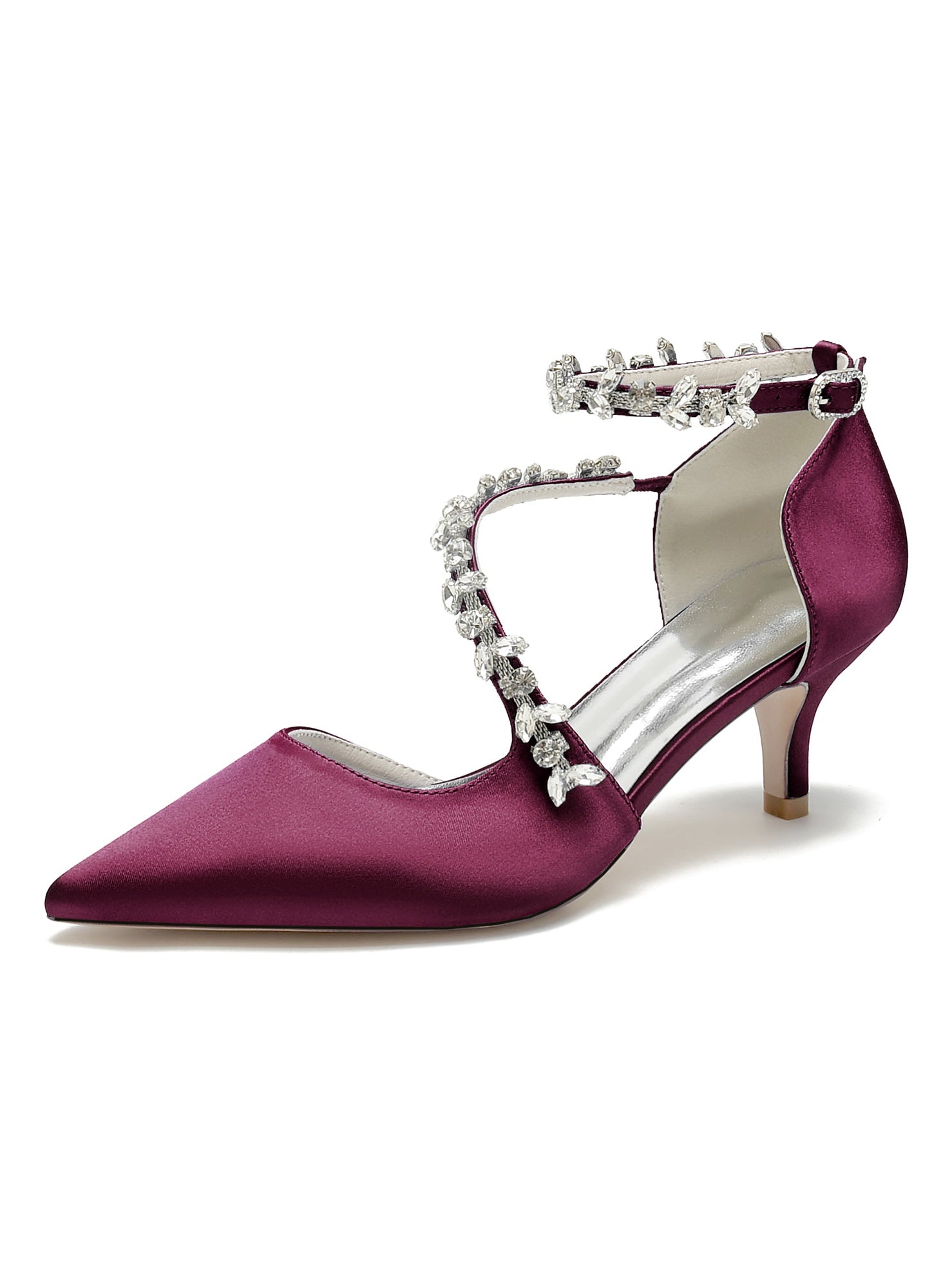 Bridal Shoes for Women with Rhinestones Mid Heel and Pointed Toe