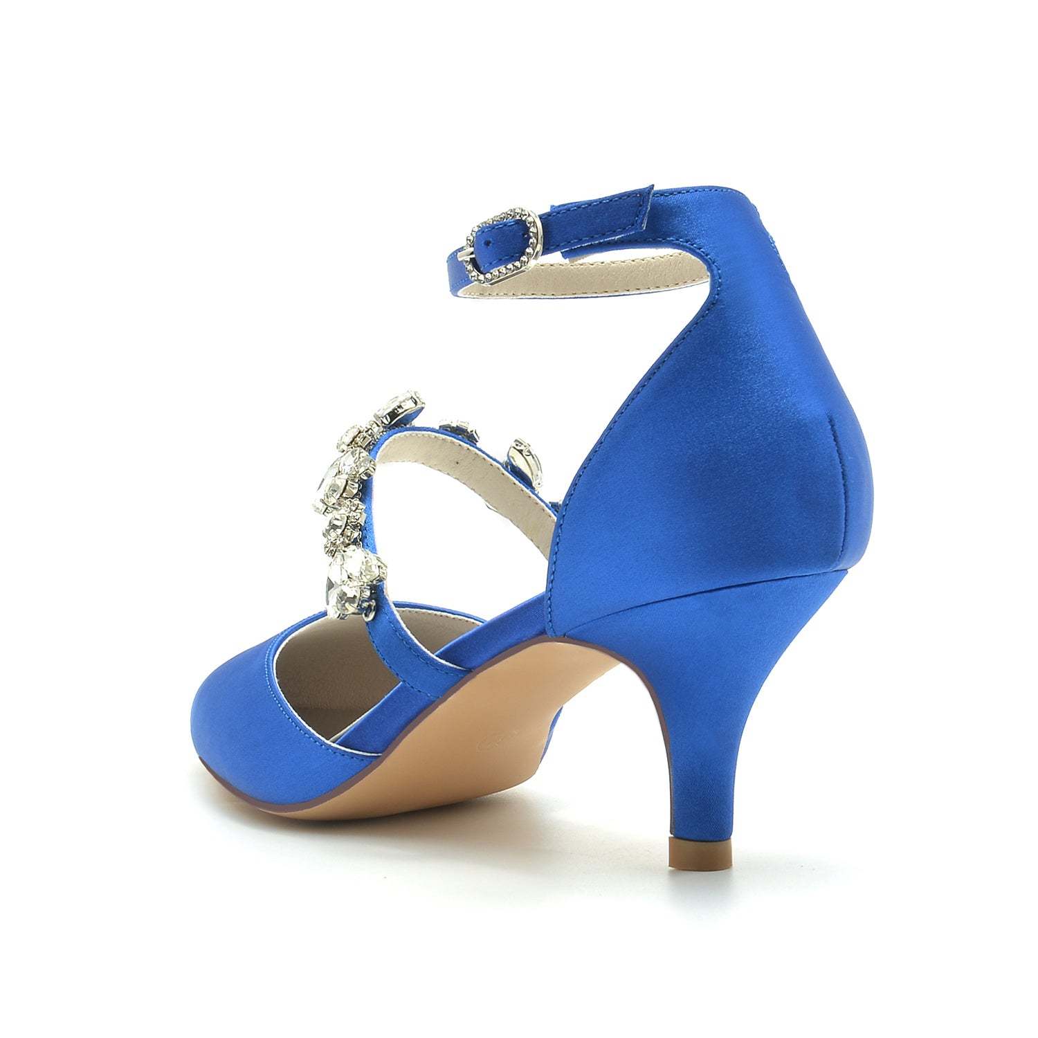 Bridal Shoes for Women with Rhinestones Mid Heel and Buckle in Pointed Toe