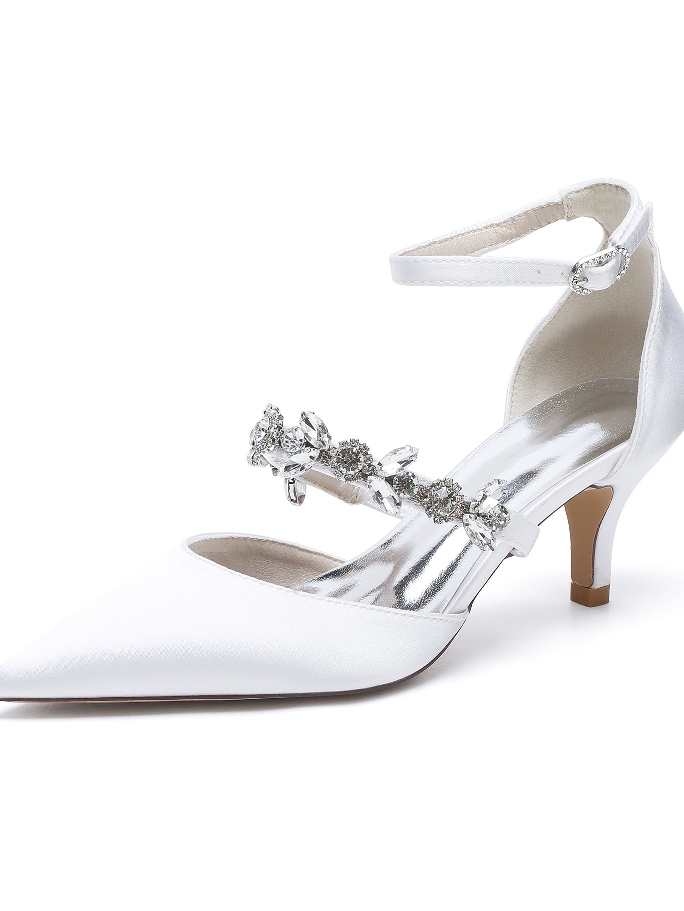 Bridesmaid Shoes for Women with Rhinestones Flat Heel and Pointed Toe