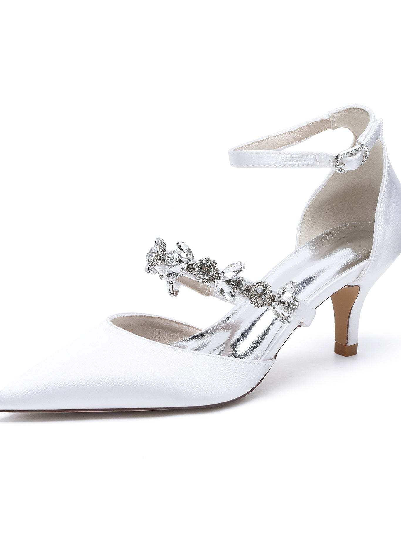 Bridesmaid Shoes for Women with Rhinestones Flat Heel and Pointed Toe