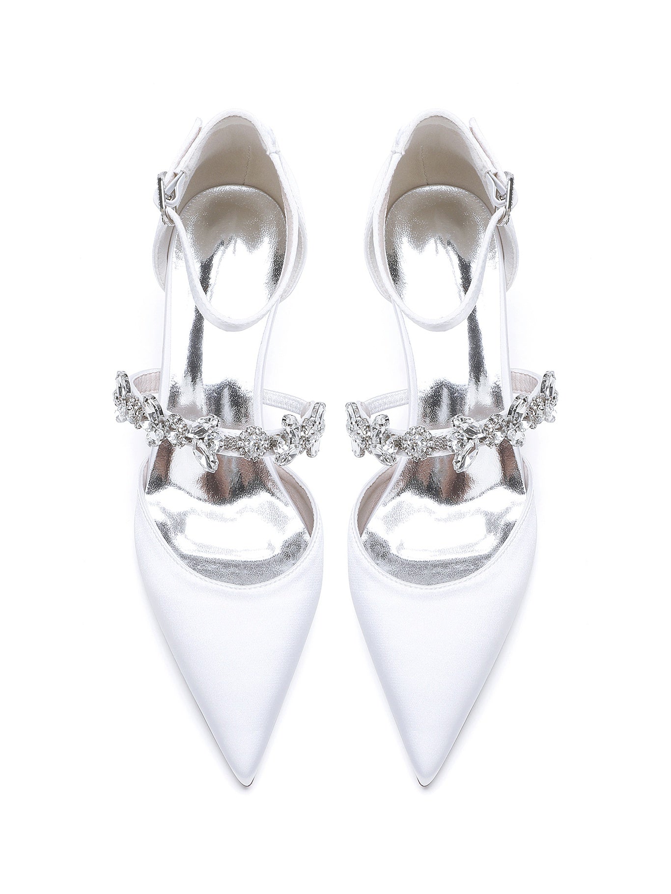 Bridesmaid Shoes for Women with Rhinestones Flat Heel and Pointed Toe