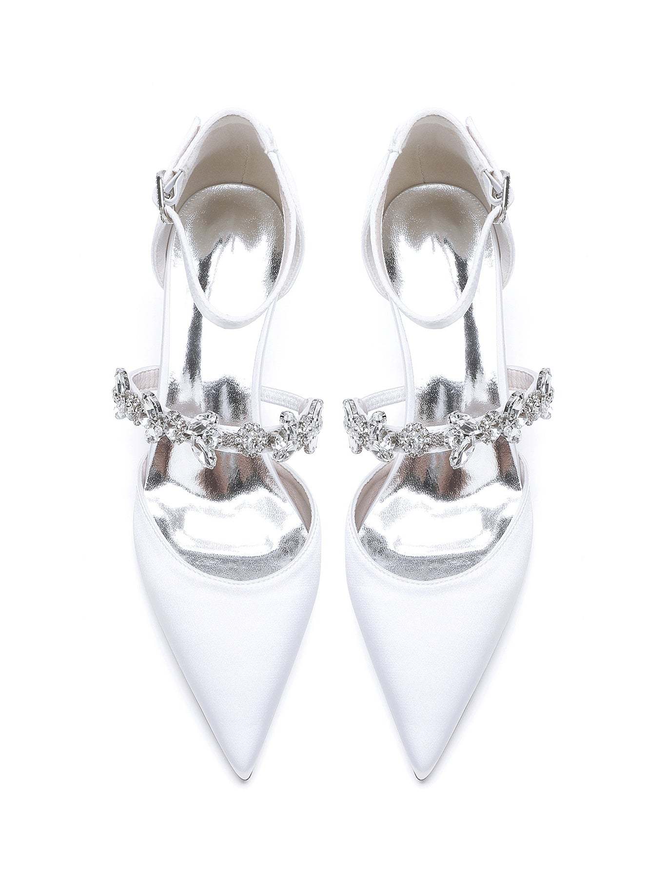 Bridesmaid Shoes for Women with Rhinestones Flat Heel and Pointed Toe