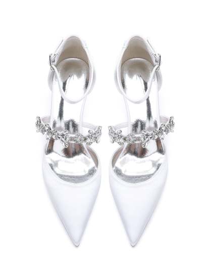 Bridesmaid Shoes for Women with Rhinestones Flat Heel and Pointed Toe