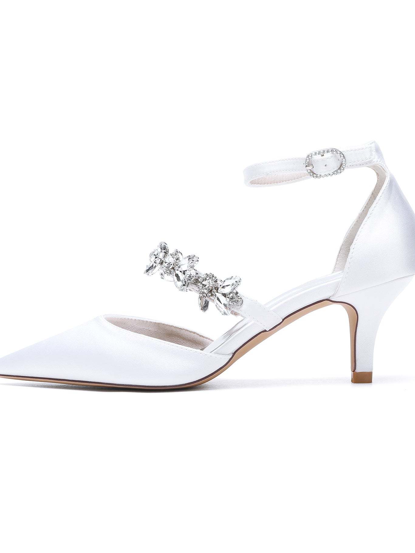 Bridesmaid Shoes for Women with Rhinestones Flat Heel and Pointed Toe