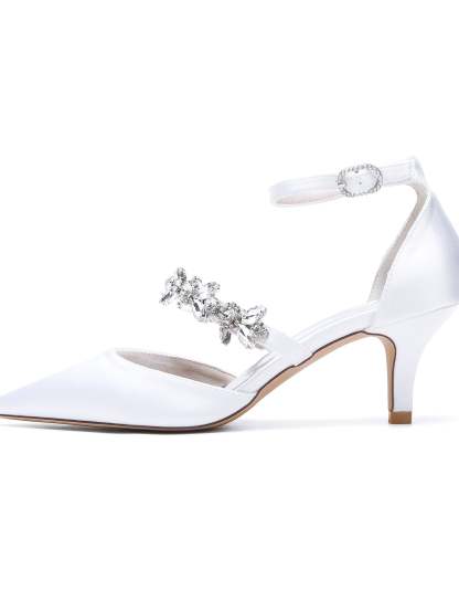 Bridesmaid Shoes for Women with Rhinestones Flat Heel and Pointed Toe