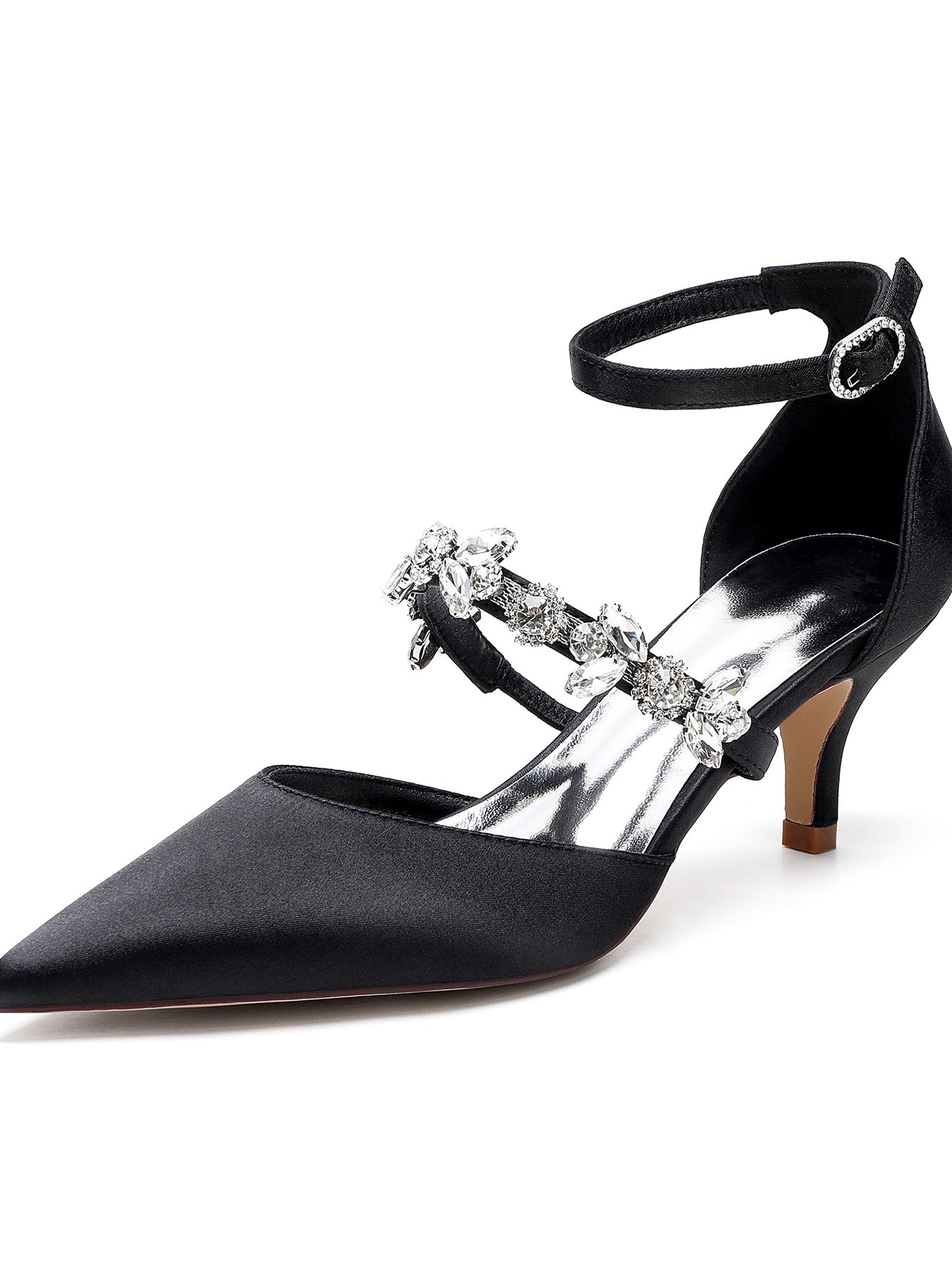 Bridesmaid Shoes for Women with Rhinestones Flat Heel and Pointed Toe