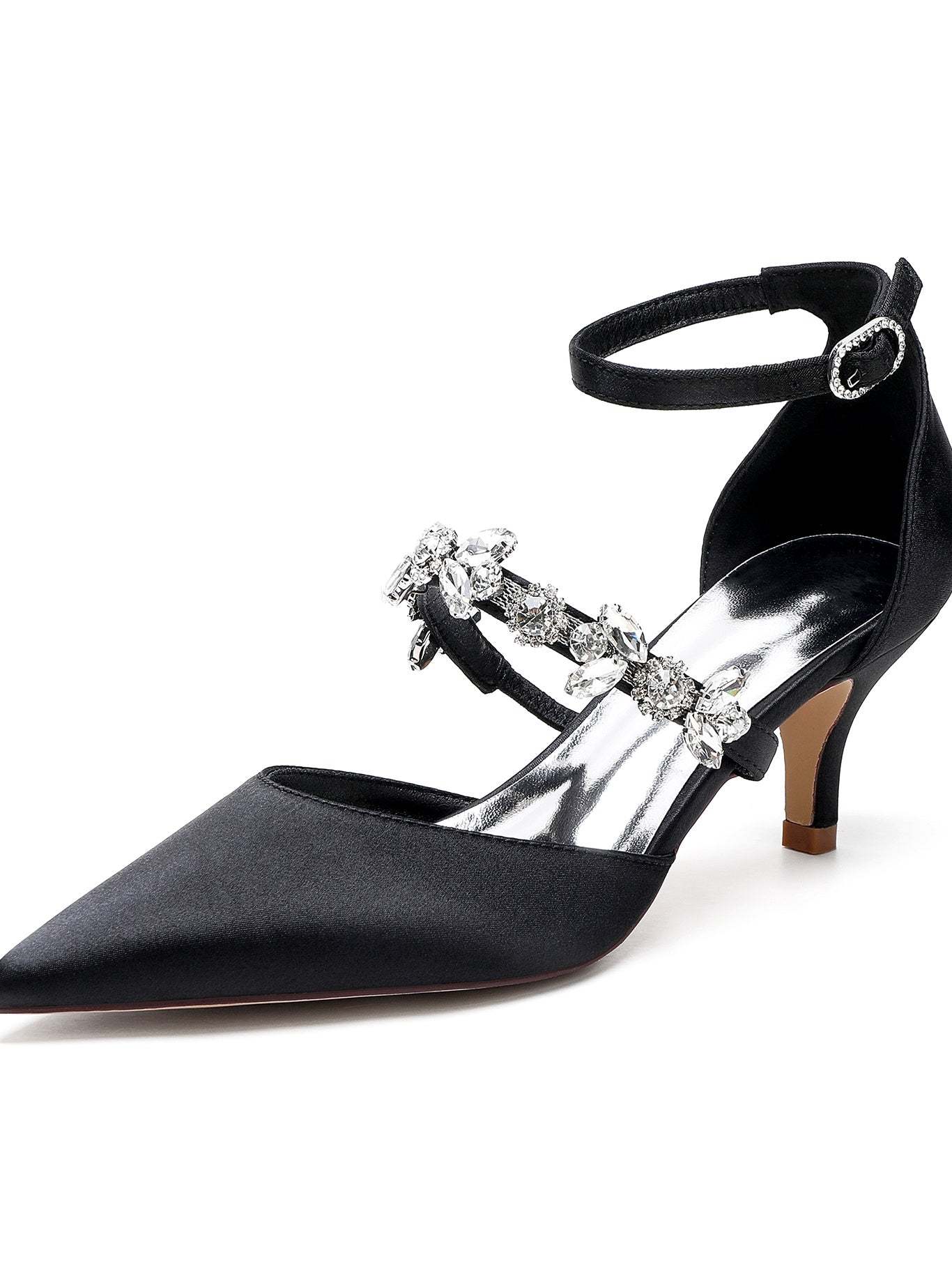 Bridesmaid Shoes for Women with Rhinestones Flat Heel and Pointed Toe