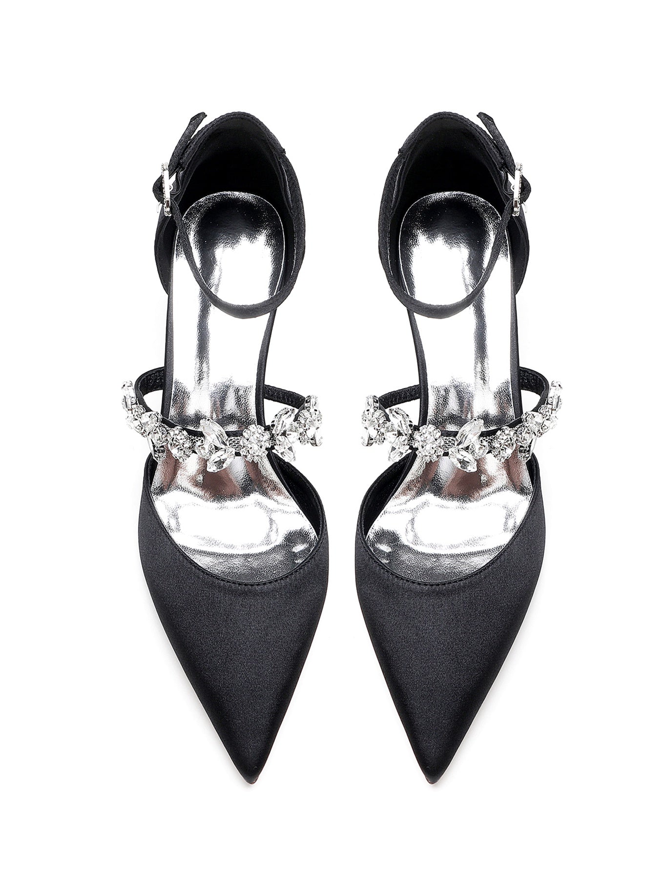 Bridesmaid Shoes for Women with Rhinestones Flat Heel and Pointed Toe