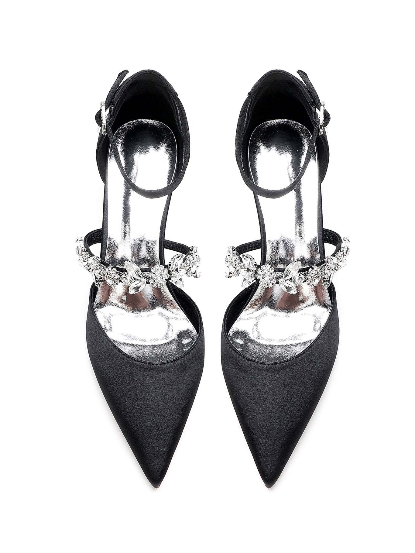 Bridesmaid Shoes for Women with Rhinestones Flat Heel and Pointed Toe