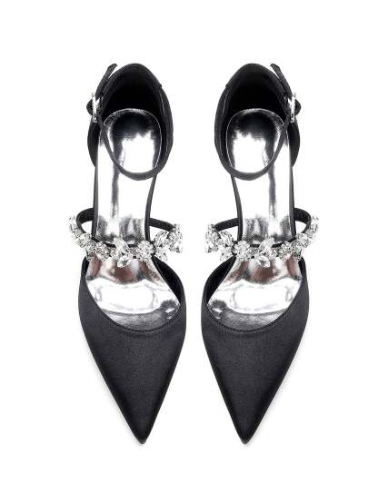 Bridesmaid Shoes for Women with Rhinestones Flat Heel and Pointed Toe