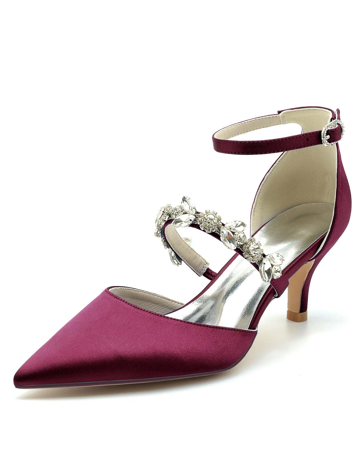 Bridesmaid Shoes for Women with Rhinestones Flat Heel and Pointed Toe