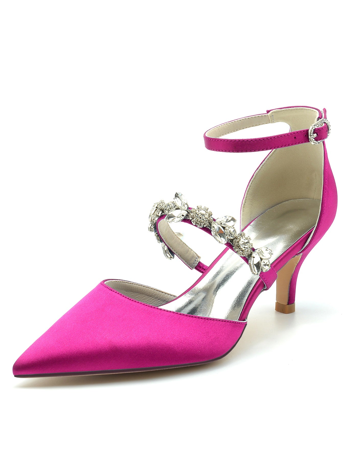 Bridesmaid Shoes for Women with Rhinestones Flat Heel and Pointed Toe