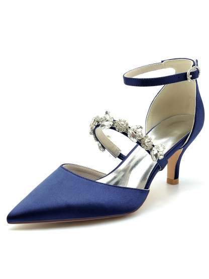 Bridesmaid Shoes for Women with Rhinestones Flat Heel and Pointed Toe