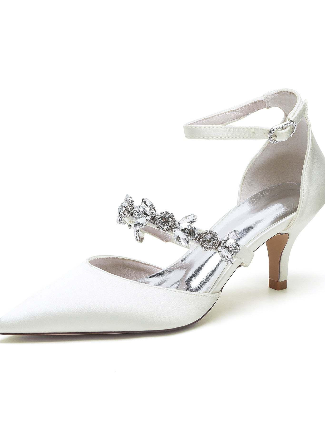 Bridesmaid Shoes for Women with Rhinestones Flat Heel and Pointed Toe