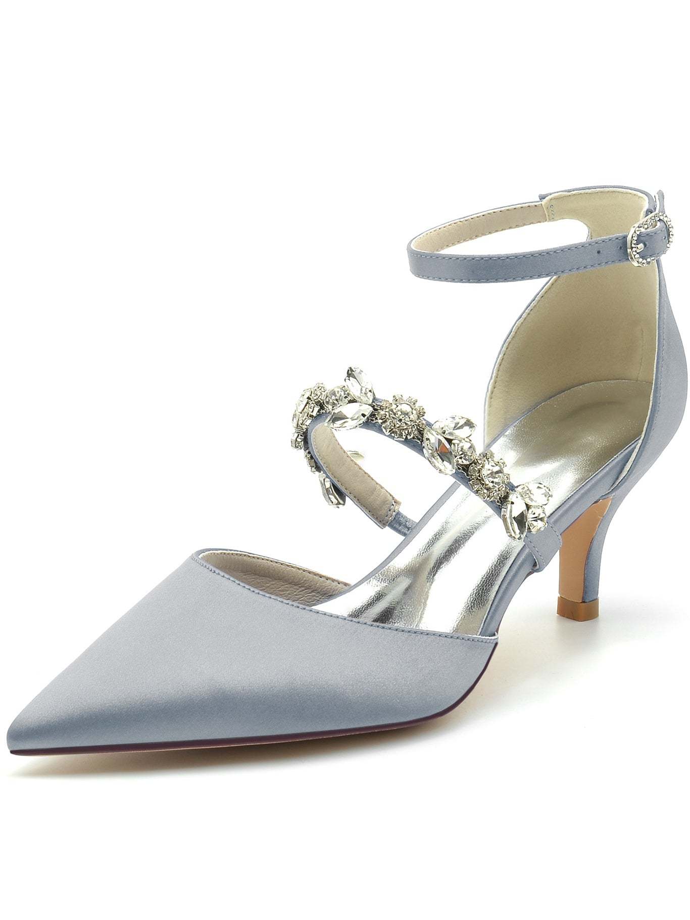 Bridesmaid Shoes for Women with Rhinestones Flat Heel and Pointed Toe