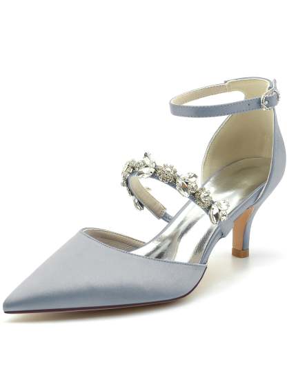 Bridesmaid Shoes for Women with Rhinestones Flat Heel and Pointed Toe