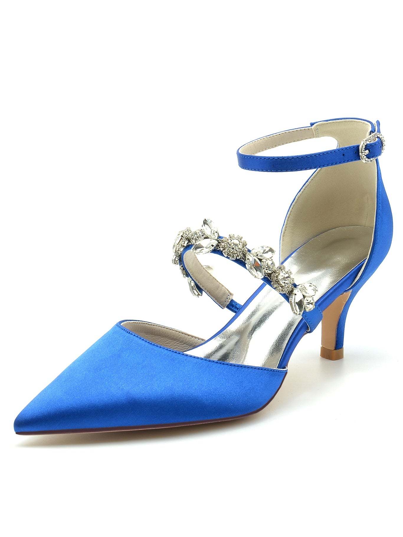 Bridesmaid Shoes for Women with Rhinestones Flat Heel and Pointed Toe