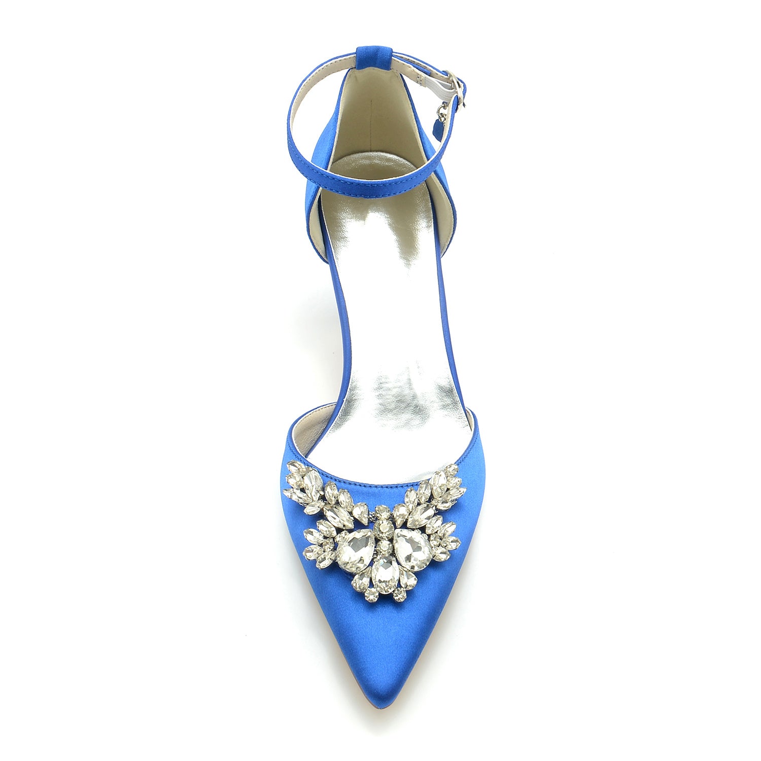 Bridal Shoes for Women with Crystal Buckle and Pointed Toe in Mid Heel