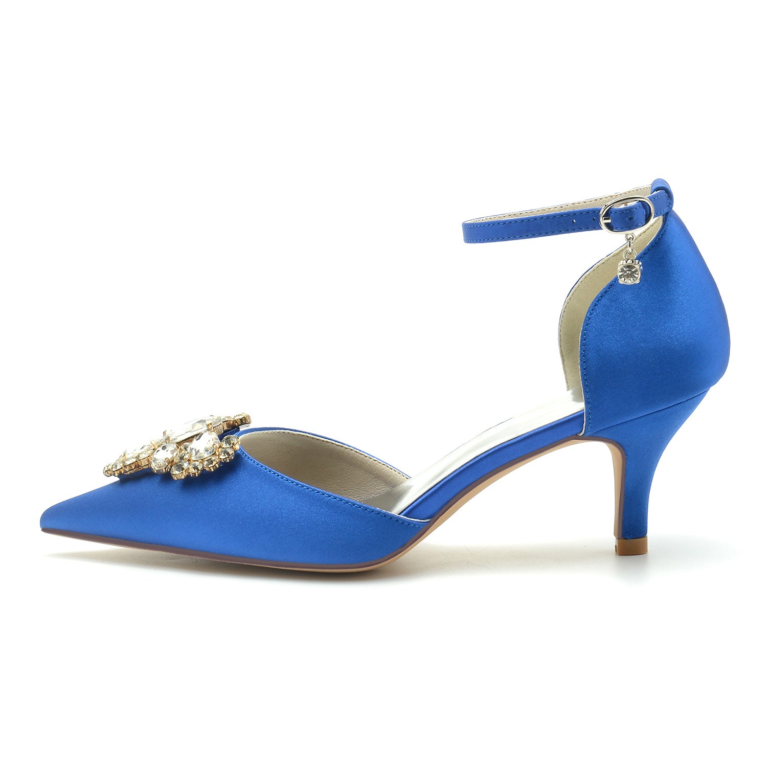 Bridal Shoes for Women with Imitation Diamonds Mid Heel and Buckle Closure