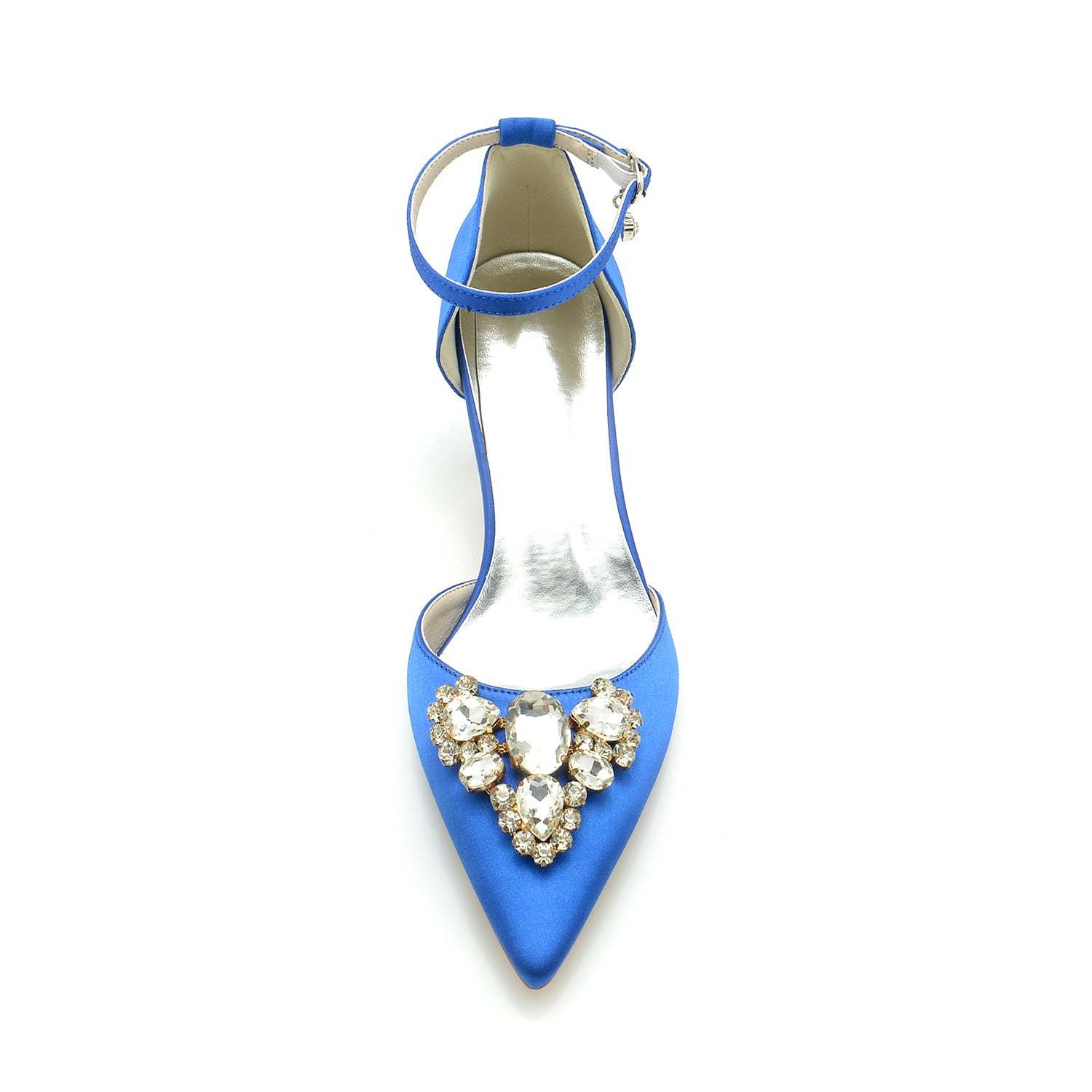 Bridal Shoes for Women with Imitation Diamonds Mid Heel and Buckle Closure