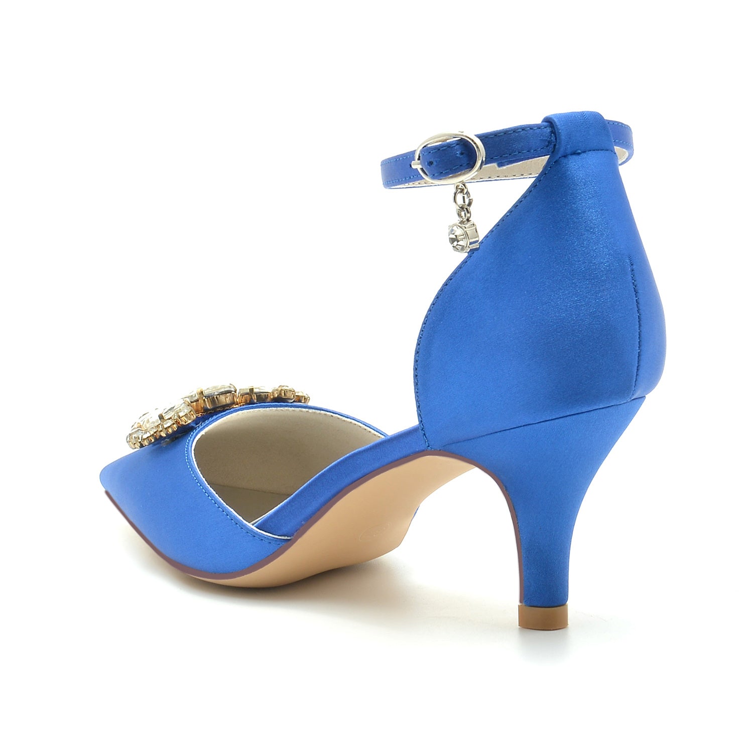 Bridal Shoes for Women with Imitation Diamonds Mid Heel and Buckle Closure